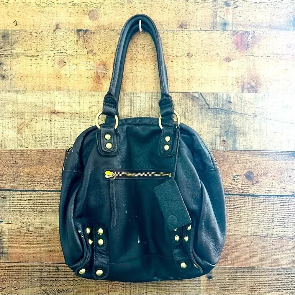 Linea Pelle Dylan Double Handle Satchel Leather Handbag- Brown
